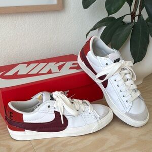 Nike White and Burgundy Sneakers